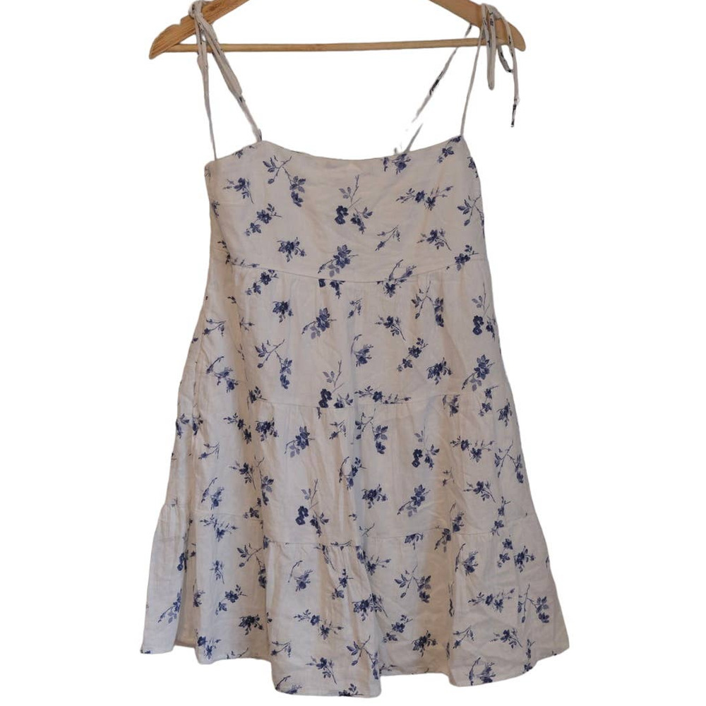 Abercrombie & Fitch Floral Mini Dress - Cream and Blue